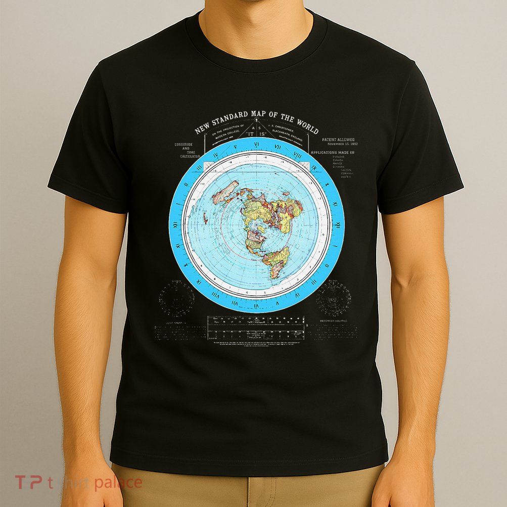 Gleason Flat Earth Map Blue Flat Earth Map Flat Earth T-Shirt