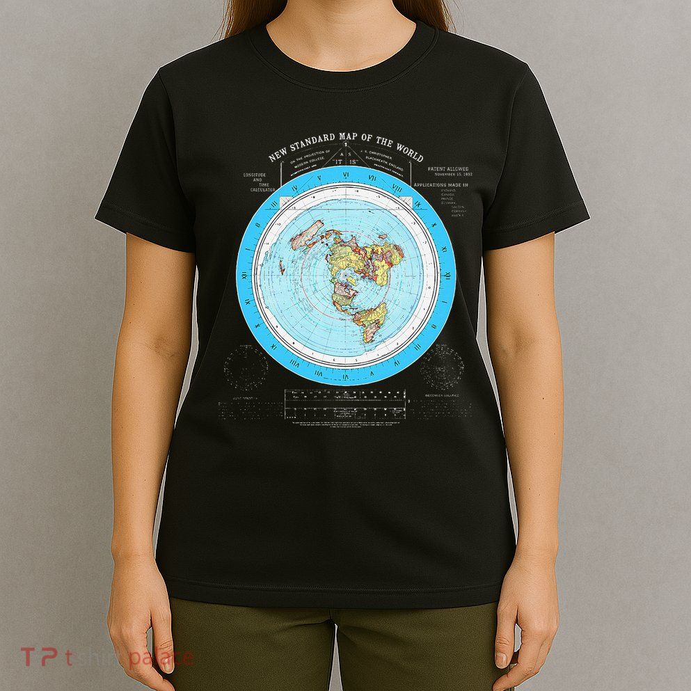 Gleason Flat Earth Map Blue Flat Earth Map Flat Earth T-Shirt