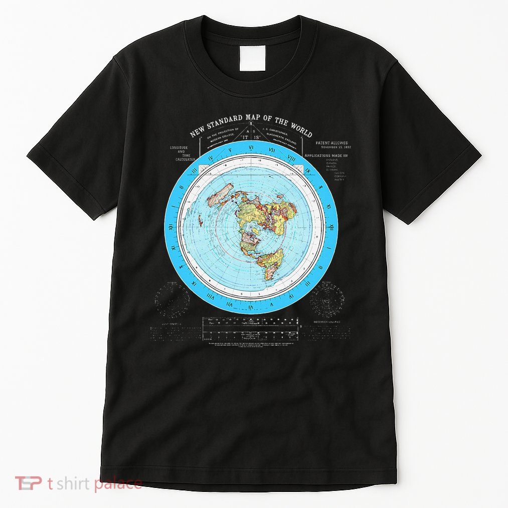 Gleason Flat Earth Map Blue Flat Earth Map Flat Earth Tall T-Shirt