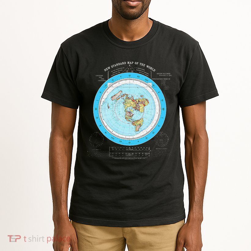 Gleason Flat Earth Map Blue Flat Earth Map Flat Earth Tall T-Shirt