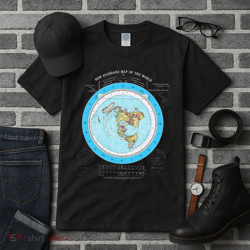 Gleason Flat Earth Map Blue Flat Earth Map Flat Earth Tall T-Shirt