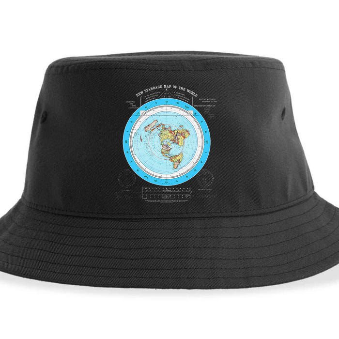 Gleason Flat Earth Map Blue Flat Earth Map Flat Earth Sustainable Bucket Hat