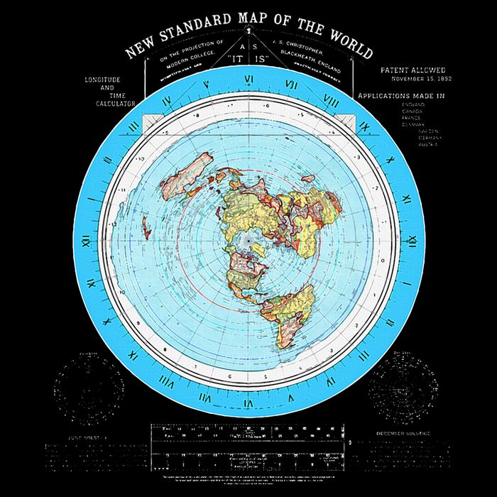 Gleason Flat Earth Map Blue Flat Earth Map Flat Earth Sustainable Bucket Hat