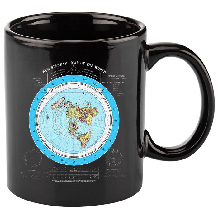 Gleason Flat Earth Map Blue Flat Earth Map Flat Earth 11oz C Handle Ceramic Mug