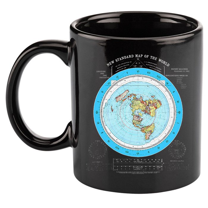 Gleason Flat Earth Map Blue Flat Earth Map Flat Earth 11oz C Handle Ceramic Mug