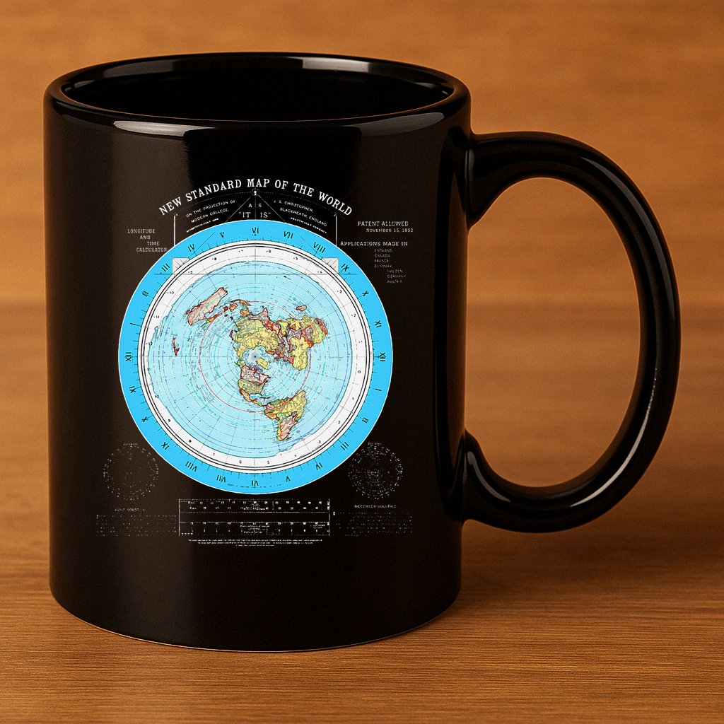 Gleason Flat Earth Map Blue Flat Earth Map Flat Earth 11oz C Handle Ceramic Mug