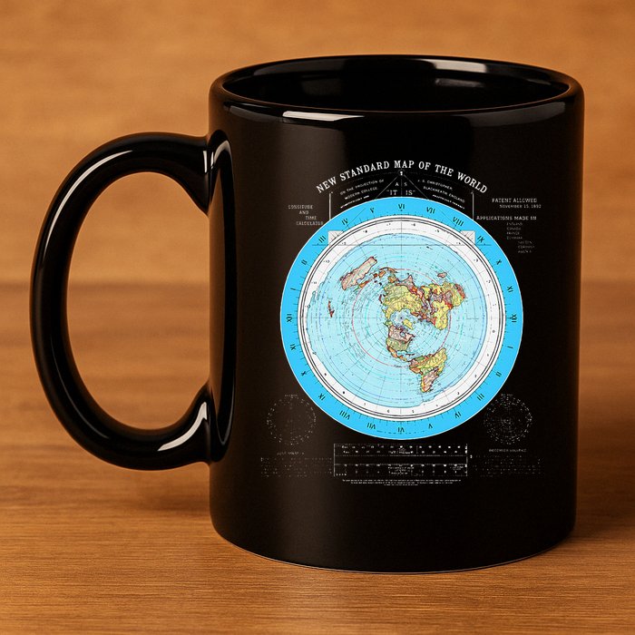 Gleason Flat Earth Map Blue Flat Earth Map Flat Earth 11oz C Handle Ceramic Mug