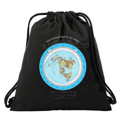 Gleason Flat Earth Map Blue Flat Earth Map Flat Earth Drawstring Bag