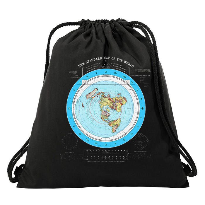 Gleason Flat Earth Map Blue Flat Earth Map Flat Earth Drawstring Bag