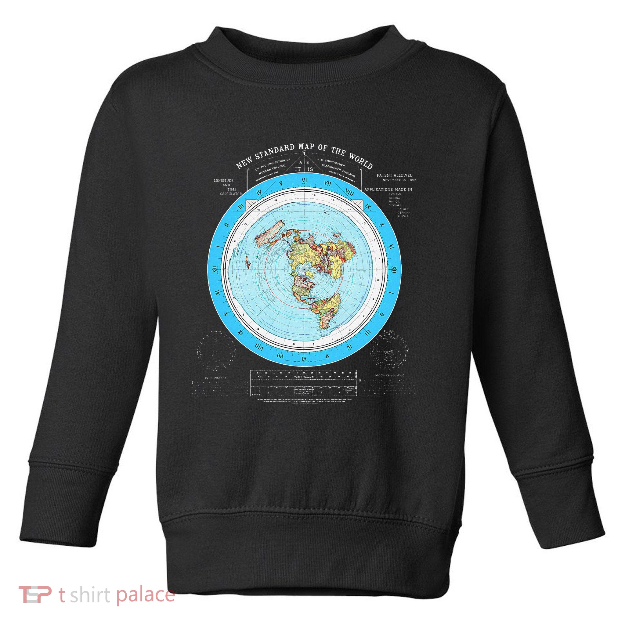 Gleason Flat Earth Map Blue Flat Earth Map Flat Earth Toddler Sweatshirt