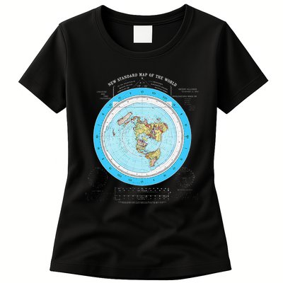 Gleason Flat Earth Map Blue Flat Earth Map Flat Earth Womens T-Shirt