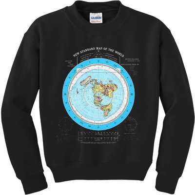 Gleason Flat Earth Map Blue Flat Earth Map Flat Earth Kids Sweatshirt