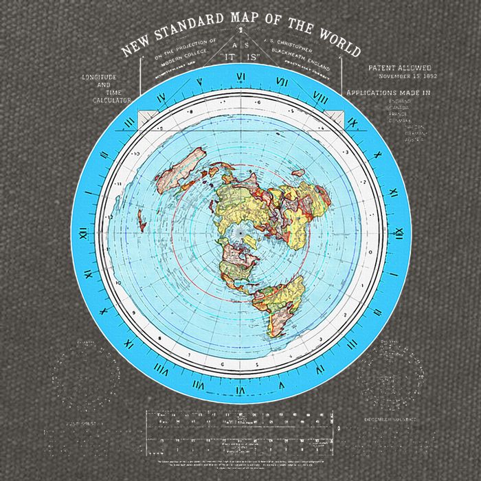 Gleason Flat Earth Map Blue Flat Earth Map Flat Earth Cotton Canvas Backpack