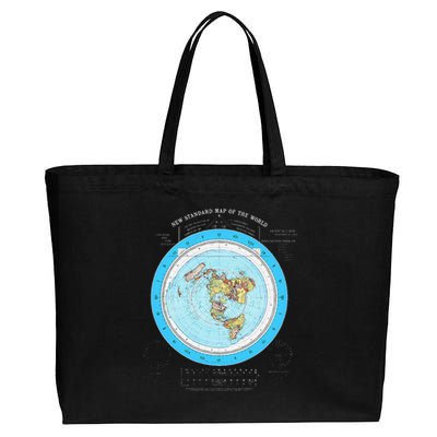 Gleason Flat Earth Map Blue Flat Earth Map Flat Earth Cotton Canvas Jumbo Tote