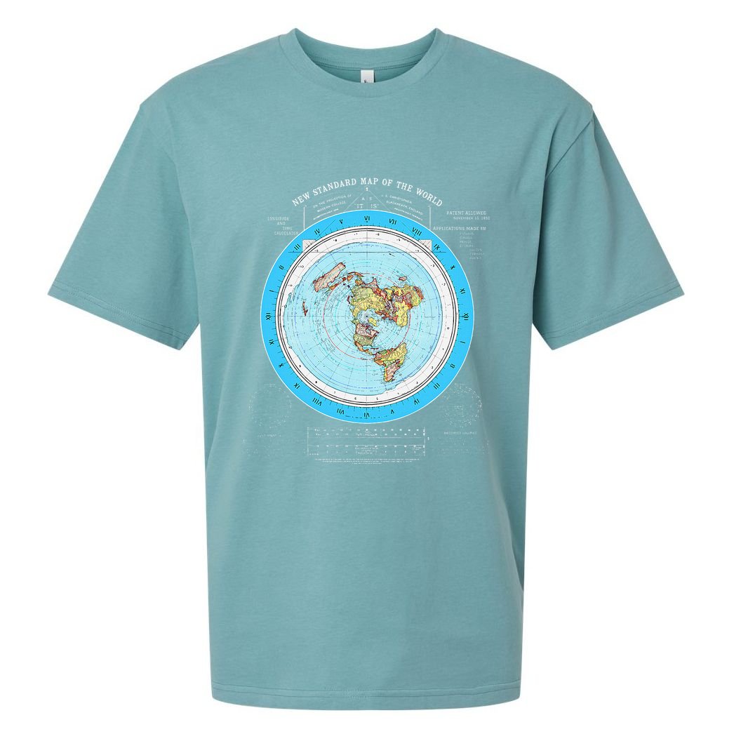 Gleason Flat Earth Map Blue Flat Earth Map Flat Earth Sueded Cloud Jersey T-Shirt