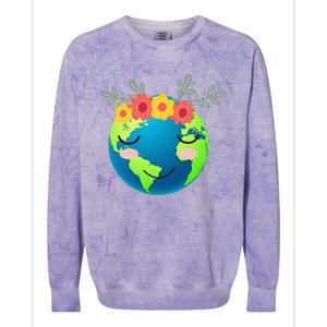 Gift for Environment Earth Day planet Colorblast Crewneck Sweatshirt