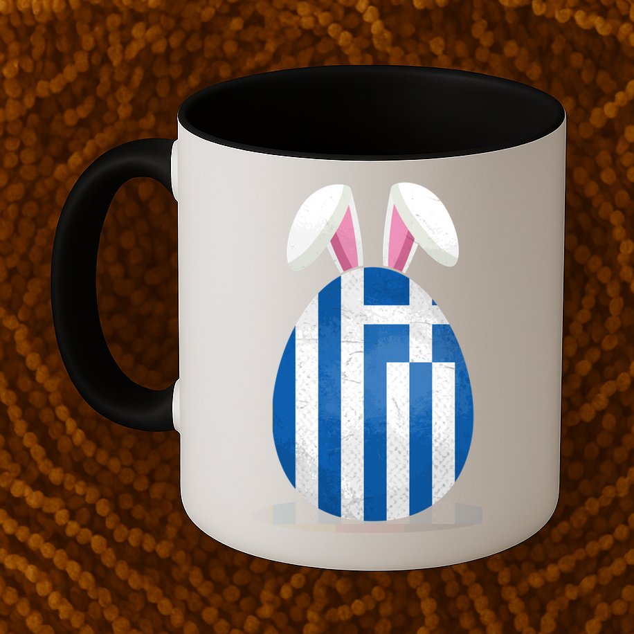 Greece Flag Egg Bunny Ears Greek Easter Sunday Gift Mug