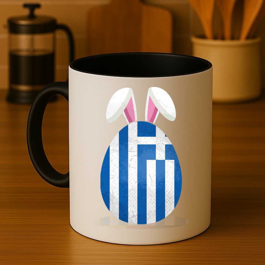 Greece Flag Egg Bunny Ears Greek Easter Sunday Gift Mug
