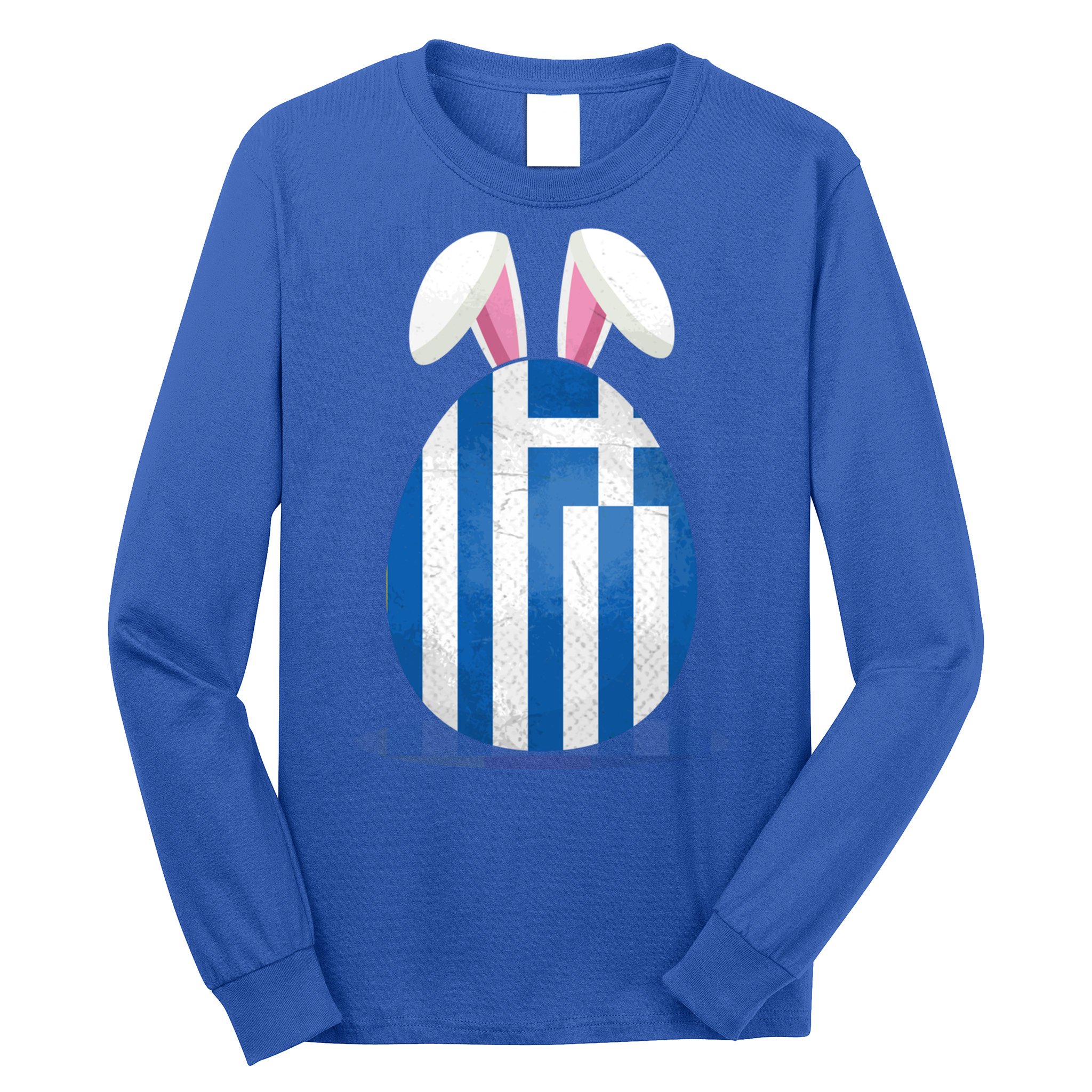 Greece Flag Egg Bunny Ears Greek Easter Sunday Gift Long Sleeve Shirt