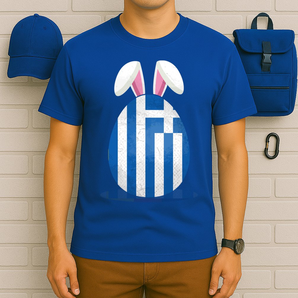 Greece Flag Egg Bunny Ears Greek Easter Sunday Gift T-Shirt