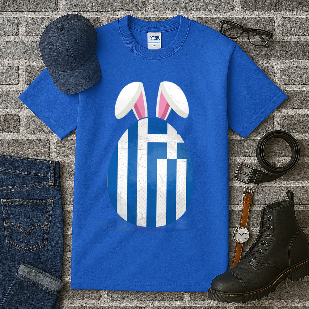 Greece Flag Egg Bunny Ears Greek Easter Sunday Gift Tall T-Shirt