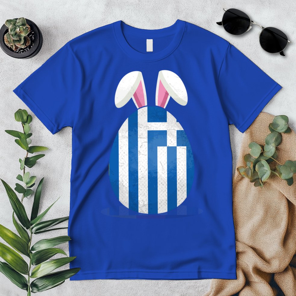 Greece Flag Egg Bunny Ears Greek Easter Sunday Gift Premium T-Shirt