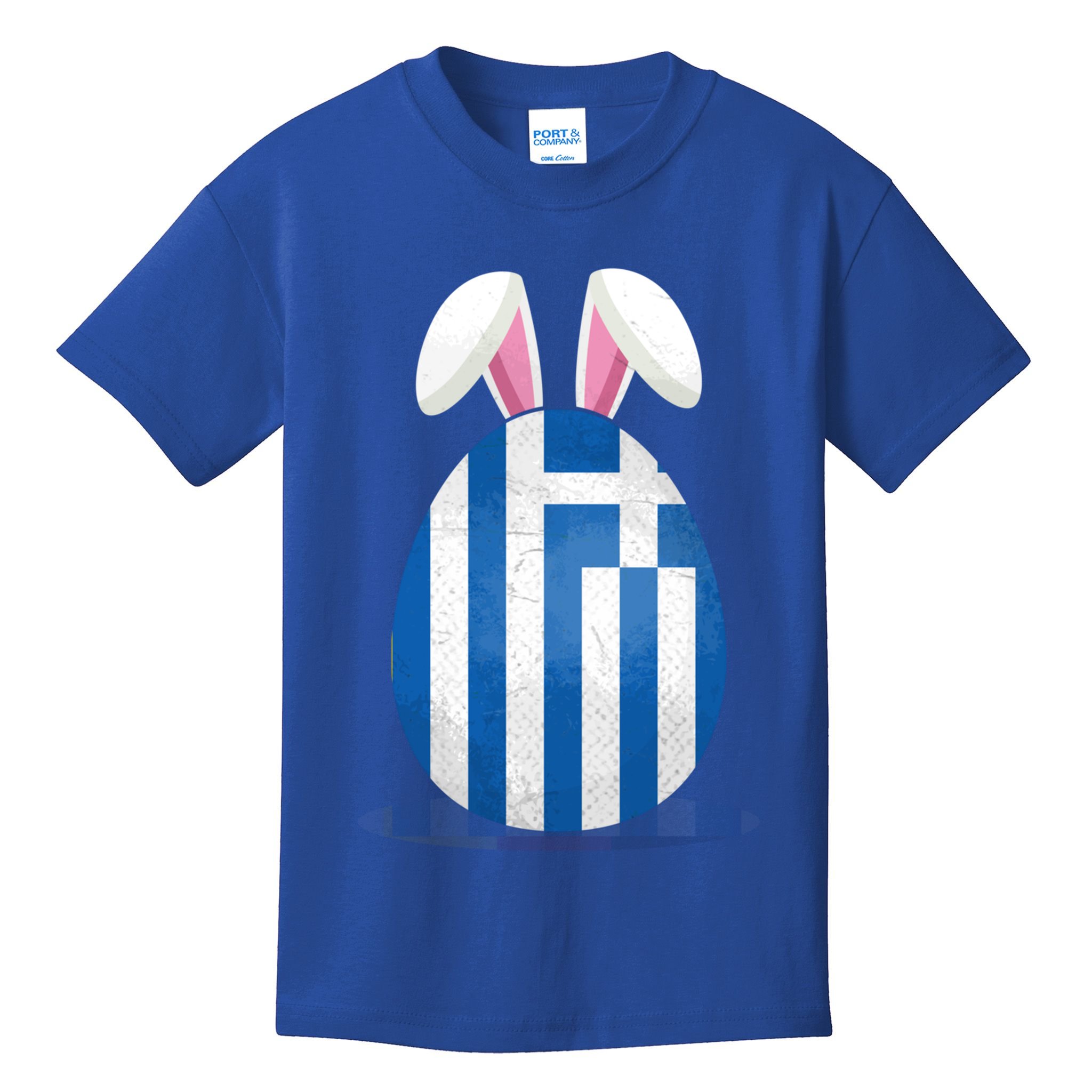 Greece Flag Egg Bunny Ears Greek Easter Sunday Gift Kids T-Shirt