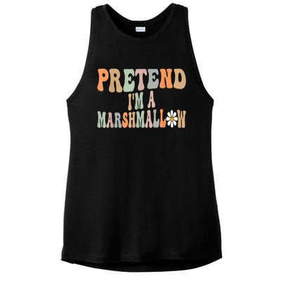 Groovy Funny Easy Lazy Halloween Pretend I'm A Marshmallow Ladies PosiCharge Tri-Blend Wicking Tank