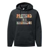 Groovy Funny Easy Lazy Halloween Pretend I'm A Marshmallow Performance Fleece Hoodie