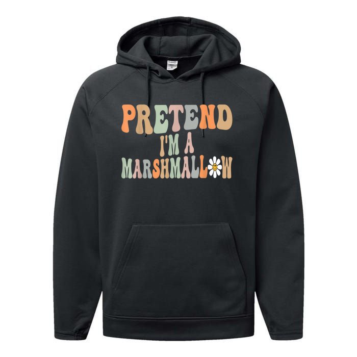 Groovy Funny Easy Lazy Halloween Pretend I'm A Marshmallow Performance Fleece Hoodie