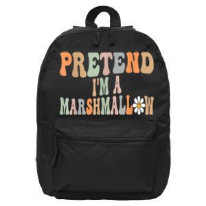 Groovy Funny Easy Lazy Halloween Pretend I'm A Marshmallow 16 in Basic Backpack