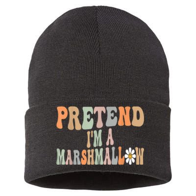 Groovy Funny Easy Lazy Halloween Pretend I'm A Marshmallow Sustainable Knit Beanie