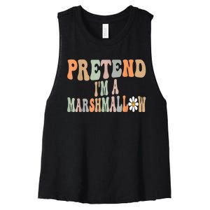 Groovy Funny Easy Lazy Halloween Pretend I'm A Marshmallow Women's Racerback Cropped Tank