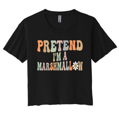 Groovy Funny Easy Lazy Halloween Pretend I'm A Marshmallow Women's Crop Top Tee