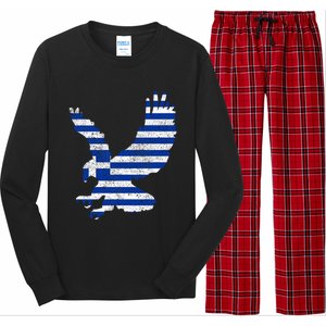 Greek Flag Eagle Patriotic Funny Gift Long Sleeve Pajama Set