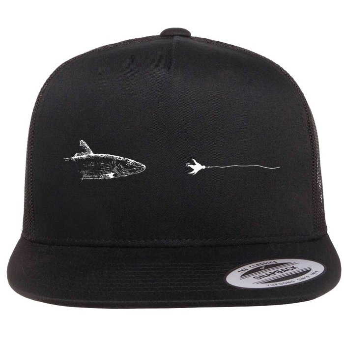 Graphic Fly Fishing Hook Line Fish Bonefish Flat Bill Trucker Hat