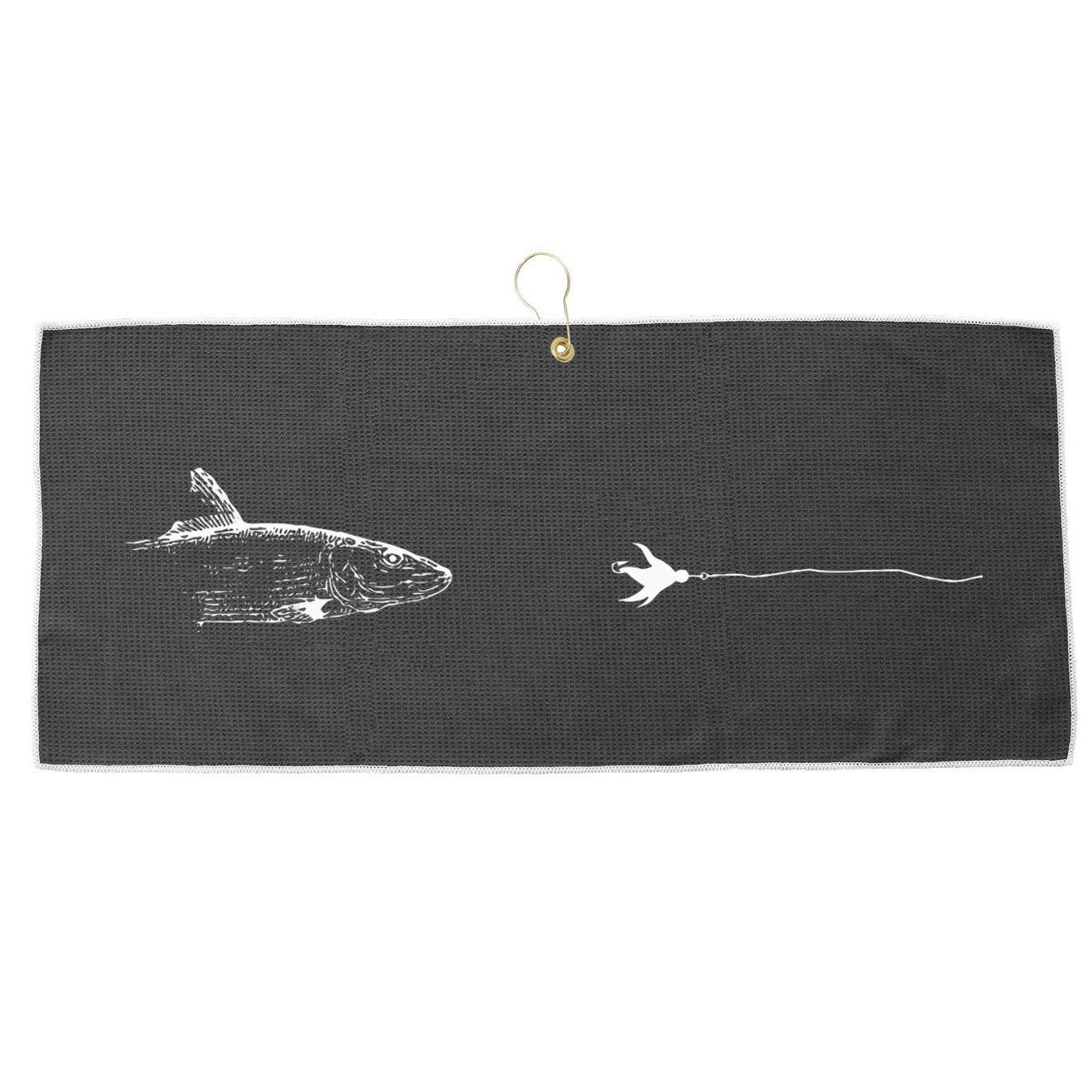 Graphic Fly Fishing Hook Line Fish Bonefish Large Microfiber Waffle Golf Towel