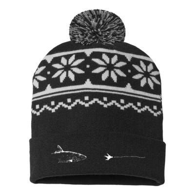 Graphic Fly Fishing Hook Line Fish Bonefish USA-Made Snowflake Beanie