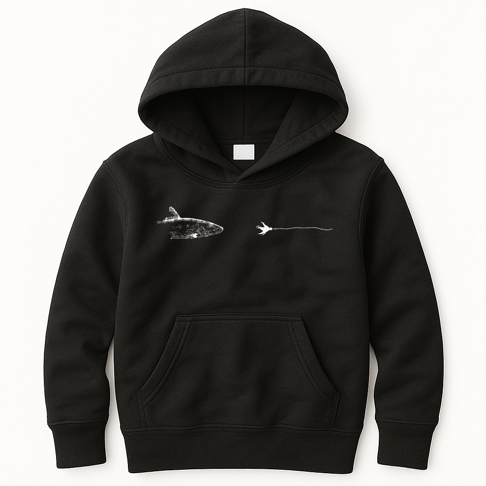 Graphic Fly Fishing Hook Line Fish Bonefish Kids Hoodie