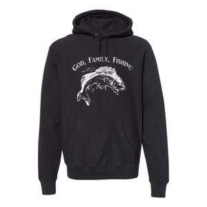 GOD FAMILY FISHING Christian Fisherman Bass Fish Graphic Premium Hoodie