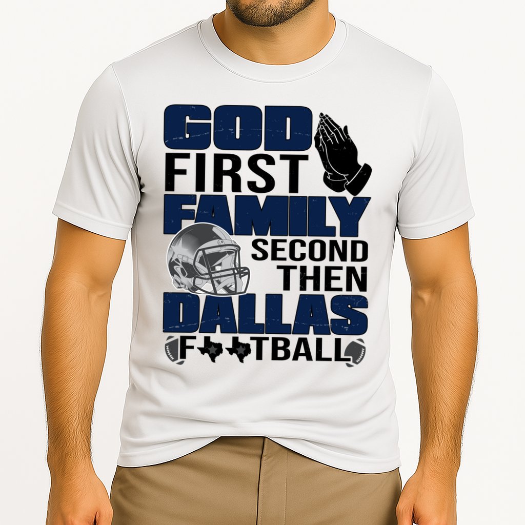 God First Family Second Then Dallas Football Funny Gift Cooling Performance Crew T-Shirt