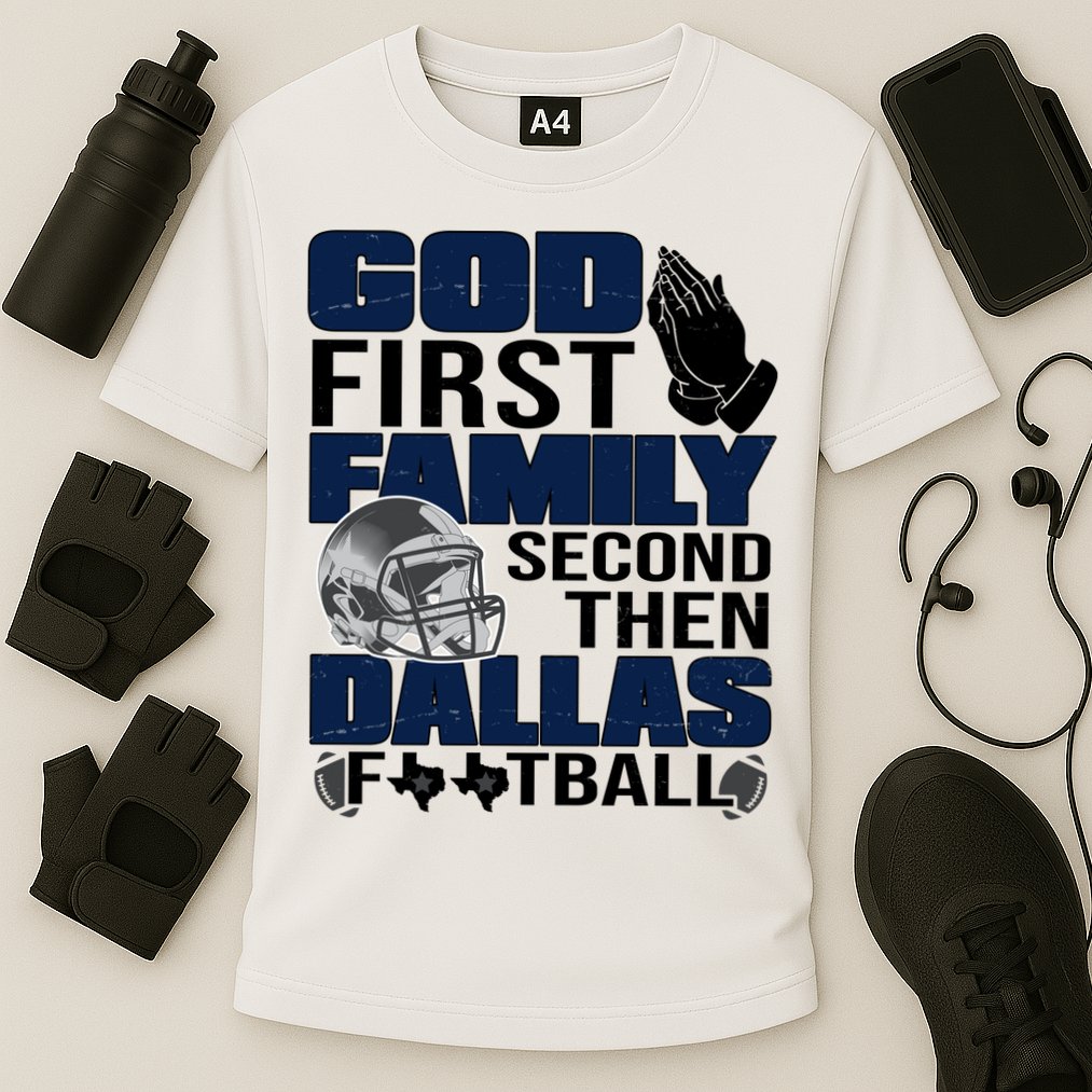 God First Family Second Then Dallas Football Funny Gift Cooling Performance Crew T-Shirt