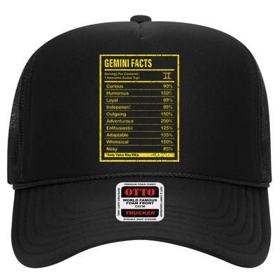 Gemini Facts For Wo Funny Zodiac Gift High Crown Mesh Back Trucker Hat