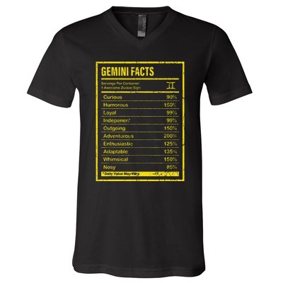 Gemini Facts For Wo Funny Zodiac Gift V-Neck T-Shirt