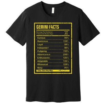 Gemini Facts For Wo Funny Zodiac Gift Premium T-Shirt