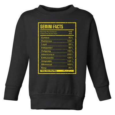 Gemini Facts For Wo Funny Zodiac Gift Toddler Sweatshirt