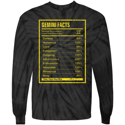 Gemini Facts For Wo Funny Zodiac Gift Tie-Dye Long Sleeve Shirt