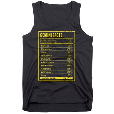 Gemini Facts For Wo Funny Zodiac Gift Tank Top