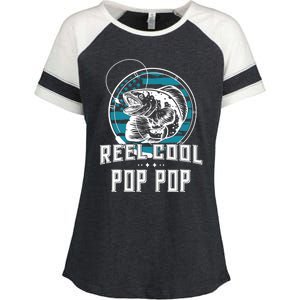 Gift For Fathers Day Tee - Reel Cool Pop Pop Fishing Enza Ladies Jersey Colorblock Tee