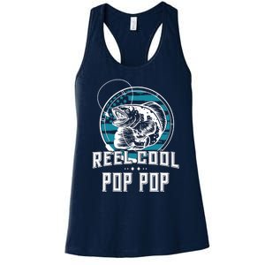 Gift For Fathers Day Tee - Reel Cool Pop Pop Fishing Women's Racerback Tank